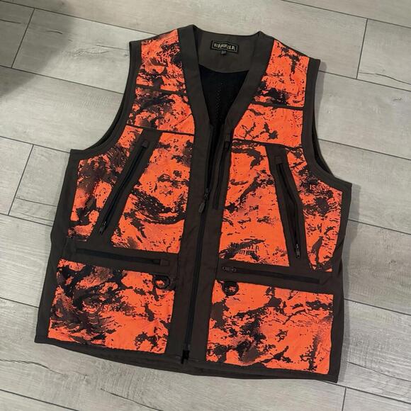 Härkila Hunting Shooting Vest Blaze Orange Camo Utility Pockets Men Size 4XL B&T - Picture 1 of 13